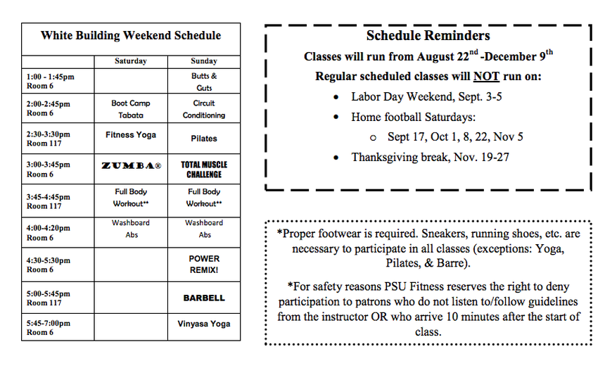 Gym Schedules - Fitness Calendar